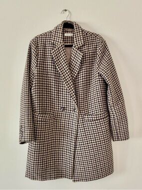 Cloth by Design Tweed Wool-Blend Pea Coat - Black, Brown & Cream